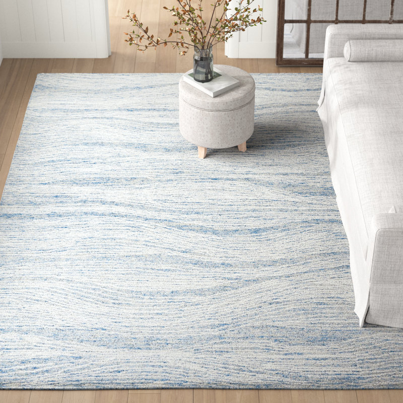 Tapis abstrait en laine et coton touffeté à la main Ameelia, Rectangle 8 pi x 10 pi