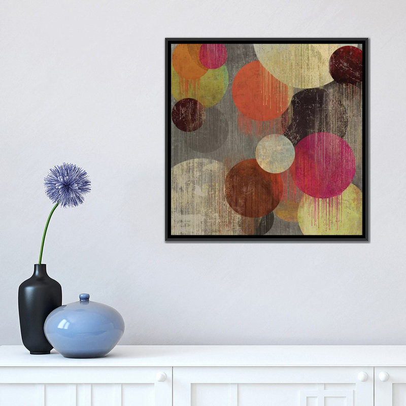 « magenta bubbles ii », impression sur toile, H 18 po x l 18 po x P 1,5 po, Toile encadrée noire, Pas de tapis