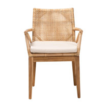 Hittam Black Wooden Teak and Rattan Dining Chair - Mojo Boutique