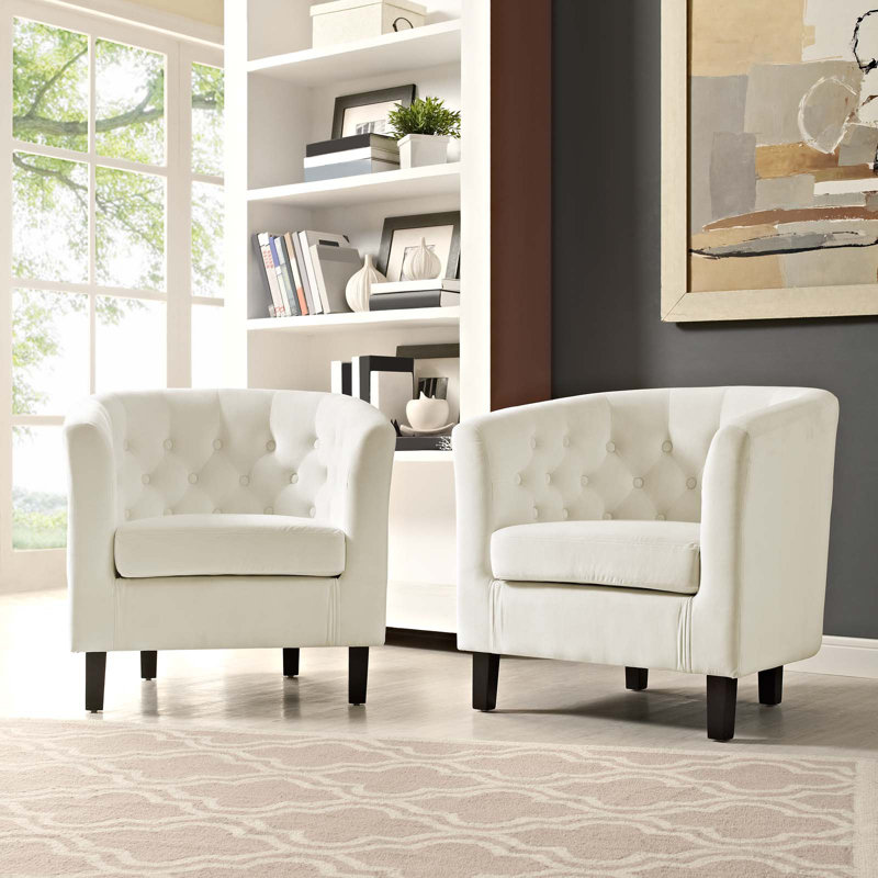 Modway Prospect Upholstered Fabric Armchair Set, Ivory