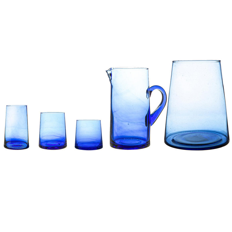 20pc Recycled Glassware Set - By Nicola Spring, Light Blue