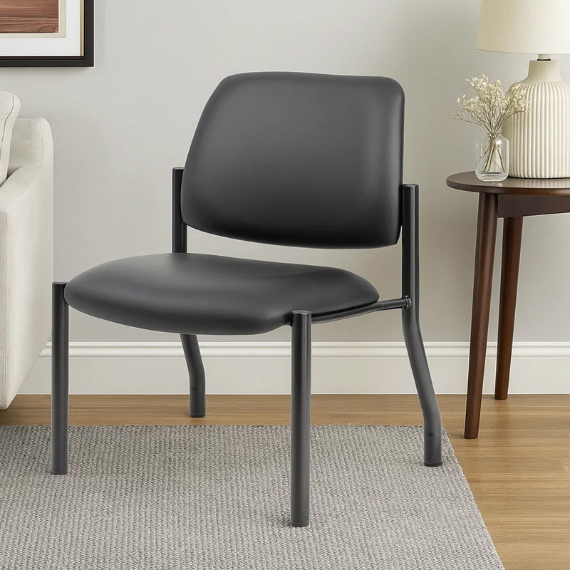 Grande et grande chaise de réception Lea, vinyle antimicrobien noir, 400 lb, Noir
