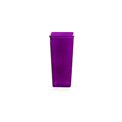 Vase effilé carré en verre mauve