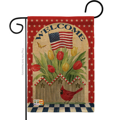 Breeze Decor G161062-Db Patriotic Flowers Burlap Americana Impressions Decorative Vertical 13" X 18.5" Double Sided Garden Flag