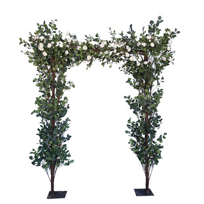 89.5'' Faux Flowering Tree in Metal Freestanding