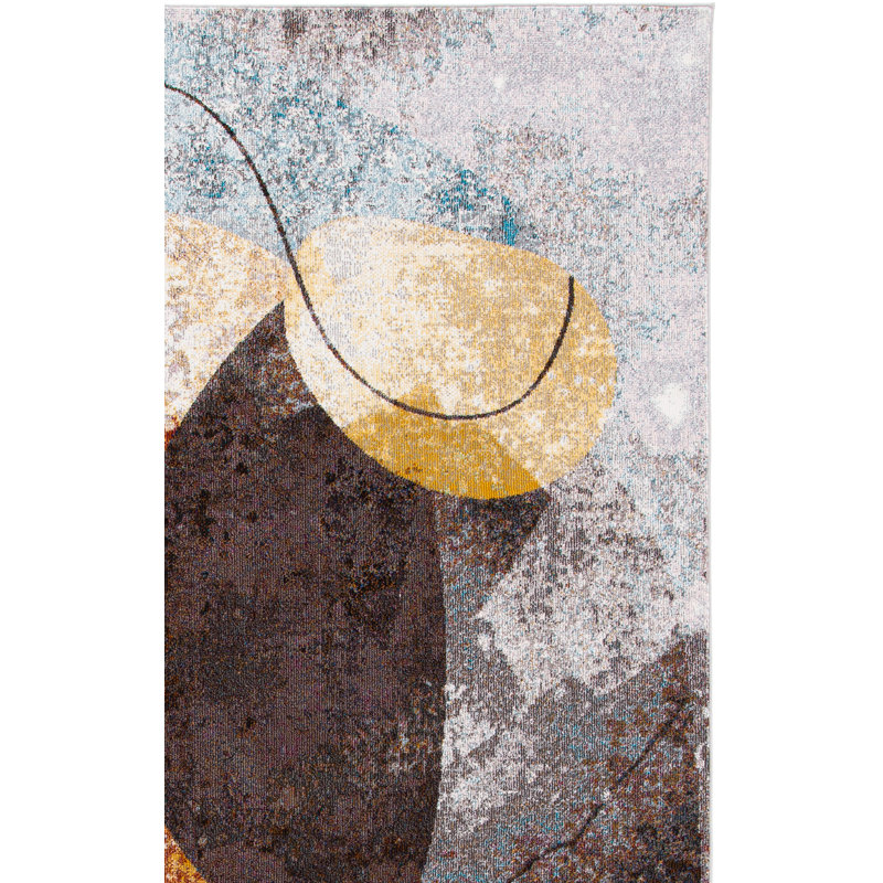 Papillon Abstract Gray/Brown/Teal Area Rug, Rectangle 9' x 12'