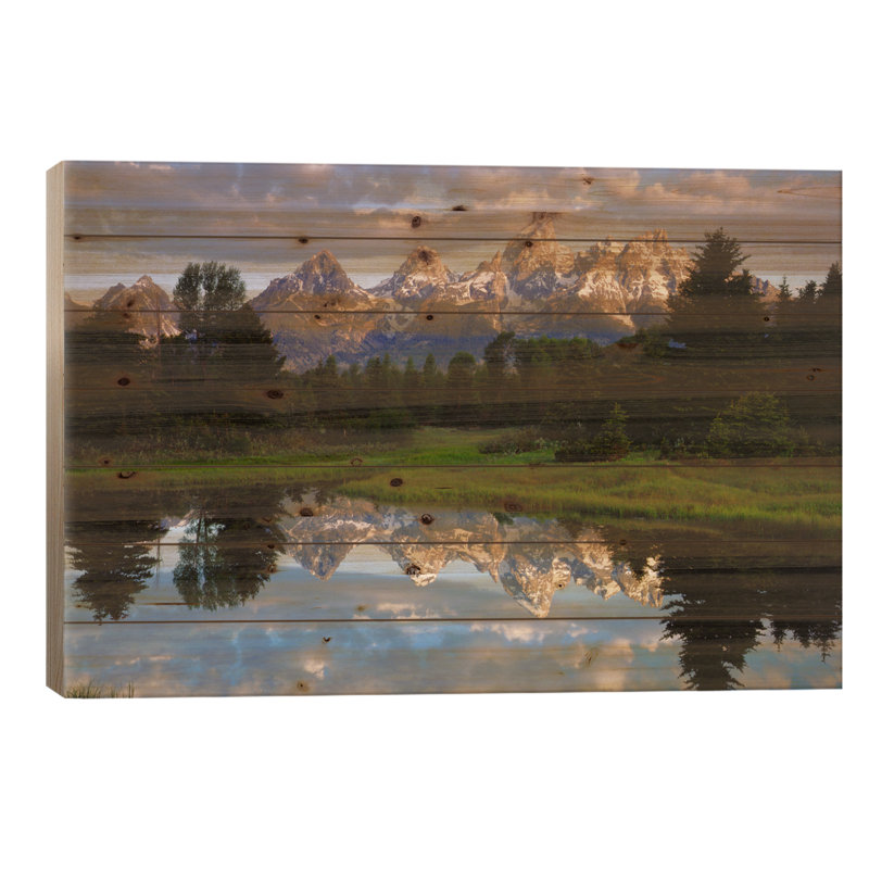 Plage de Teton et son reflet dans la rivière Snake, parc national de Grand Teton, Wyoming, États-Unis