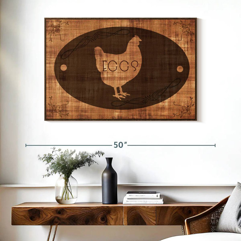 Œufs de ferme, Cadre flottant noyer, 40 po x 27 po