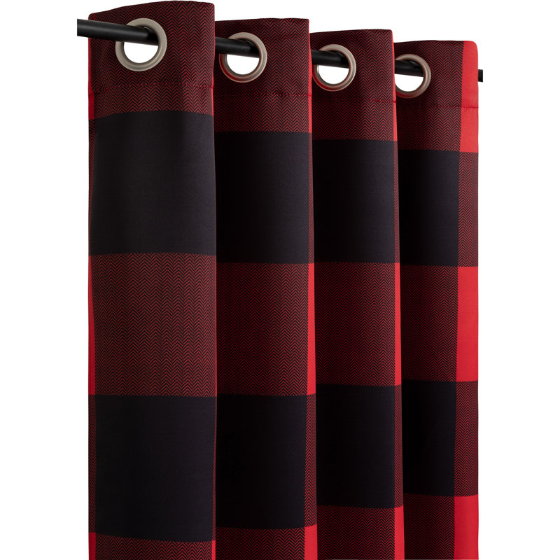  Rideau simple occultant et isolant à carreaux Plaid, Rouge / Noir