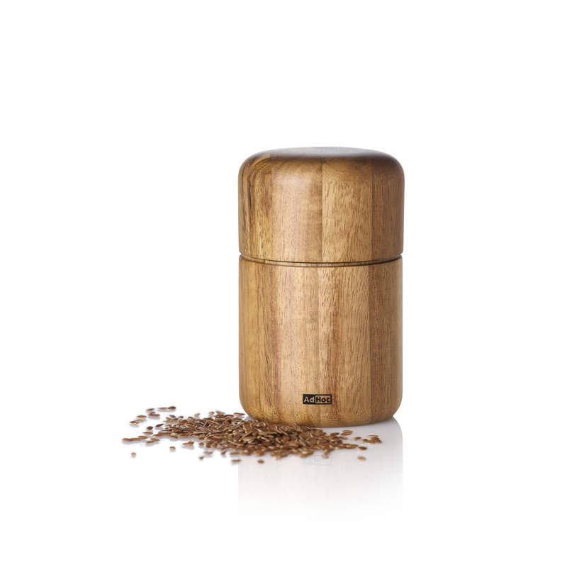 AdHoc Natural Wood Flaxseed and Sesame Seed Mill