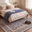 Tapis Harlowe traditionnel de style persan audacieux, bleu marine, ivoire, or, vert et rose, lavable en machine, antidérapant, à poils courts, pour l'intérieur et l'extérieur, adapté aux animaux domestiques, idéal pour le salon, la chambre, la salle à manger, l'entrée, le couloir ou le bureau.-1088083848