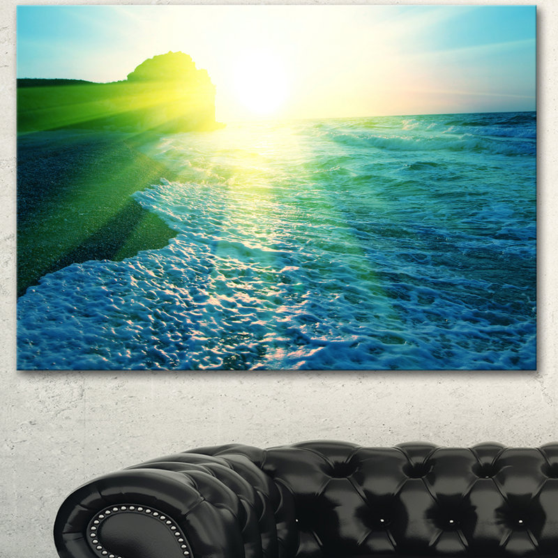 «Foamant Blue Waves», reproduction de photo sur toile tendue, H 16 po x l 32 po