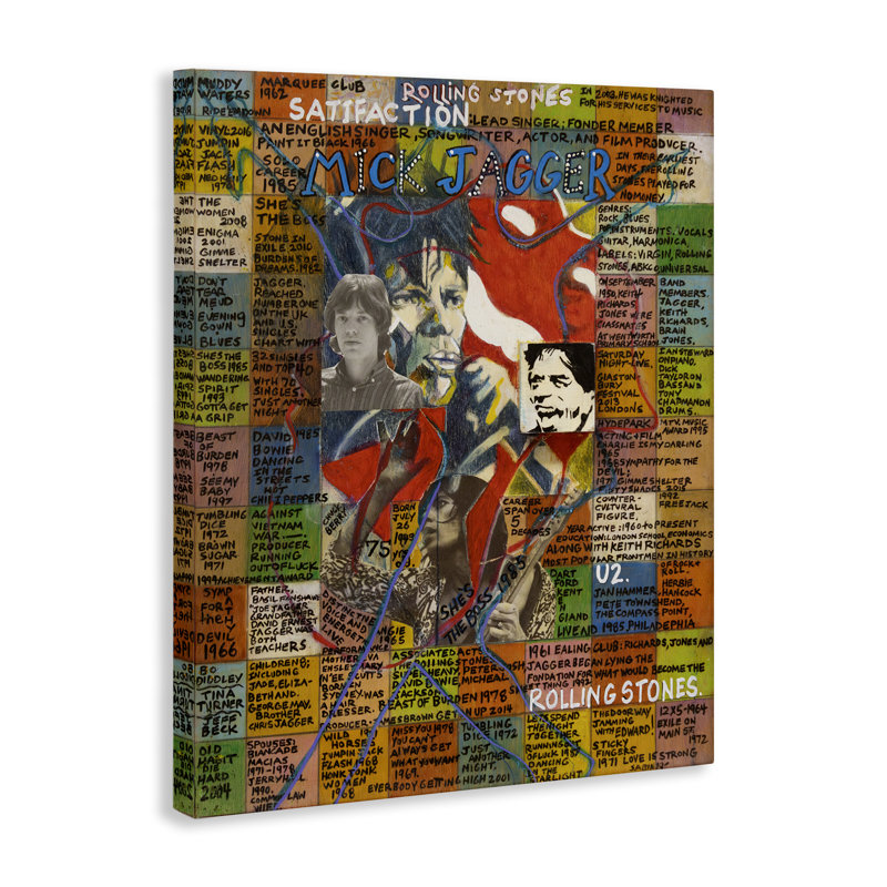 Art mural Mick Jagger par Sabin, H 40 po x l 30 po