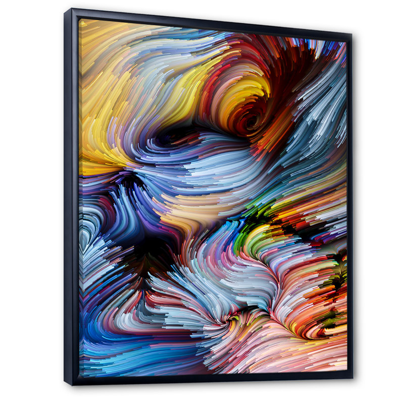 Élégance de l'art liquide - œuvre d'art moderne sur toile, H 20 po x l 12 po x P 1 po, Cadre flottant noir
