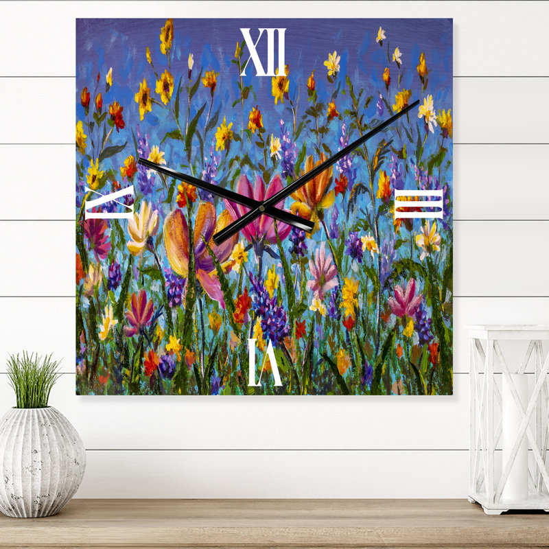 Horloge murale marguerites et fleurs sauvages en été, Très grand