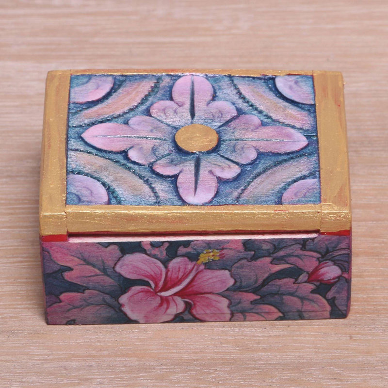 Mini boîte à bijoux en bois Floral Delicacy
