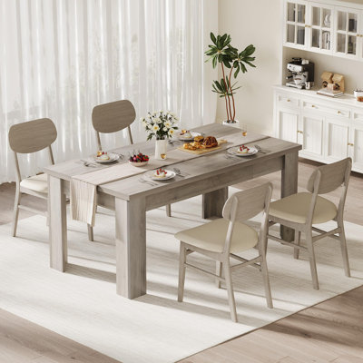 63" Inch Large Dining Table for 4-6, Dining Room Table for 4, Dinner Table for Kitchen, Farmhouse Dinette Table for 4, Rectangular Kitchen Table with