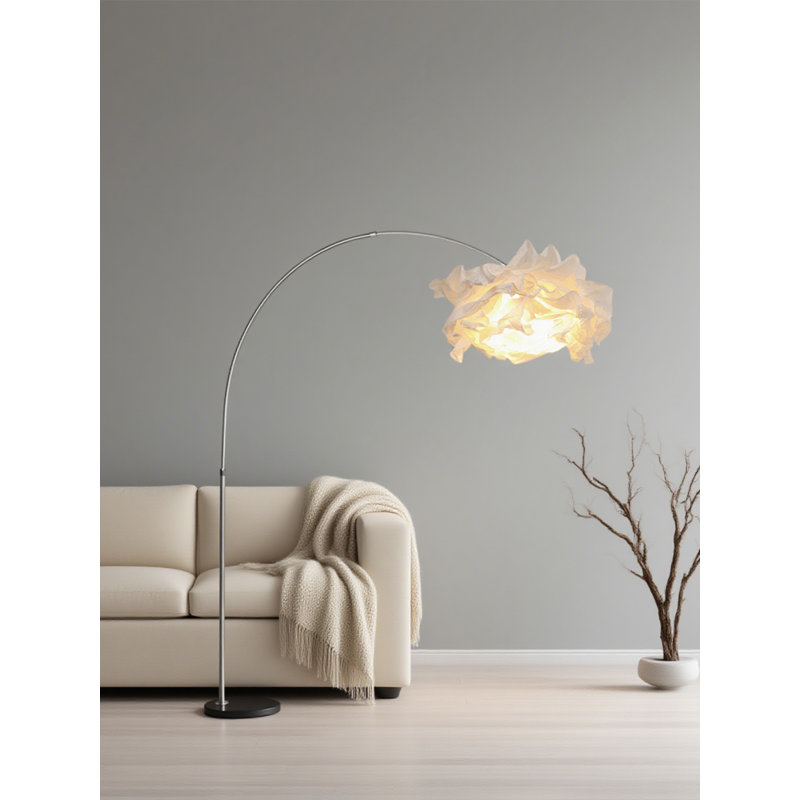 Lampe sur pied légère en papier et en acier inoxydable de style luxueux