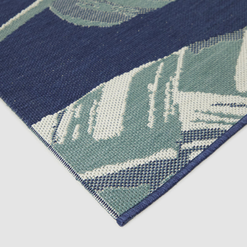Tapis bleu sarcelle intérieur / extérieur Bissen, Rectangle 7 pi 10 po x 10 pi
