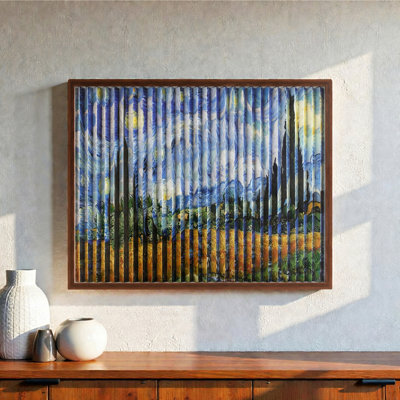 Art mural encadré American Art Decor, recto-verso Van Gogh The Stary Night & Wheat Field with Cypresses