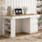 55'' Modern Computer Desk With Drawers, Wooden Executive Desk With File Drawer and Charging Station, 3-tier Open Side Shelf