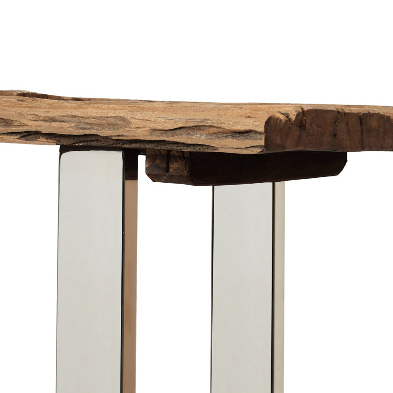 Console rustique fabriquée à la main avec structure en bois récupéré et en métal et fabrication en fer robuste