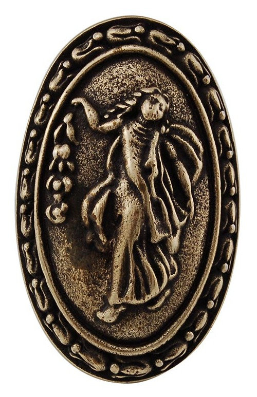 Sforza Oval Knob, Antique Brass