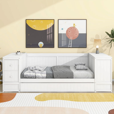 Twin Size Daybed With Storage Arms, Trundle And Charging Station