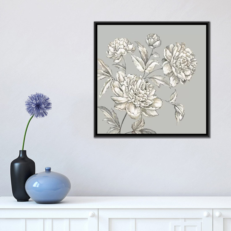 « botanique i », impression sur toile, H 18 po x l 18 po x P 1,5 po, Toile avec cadre noir, Pas de tapis