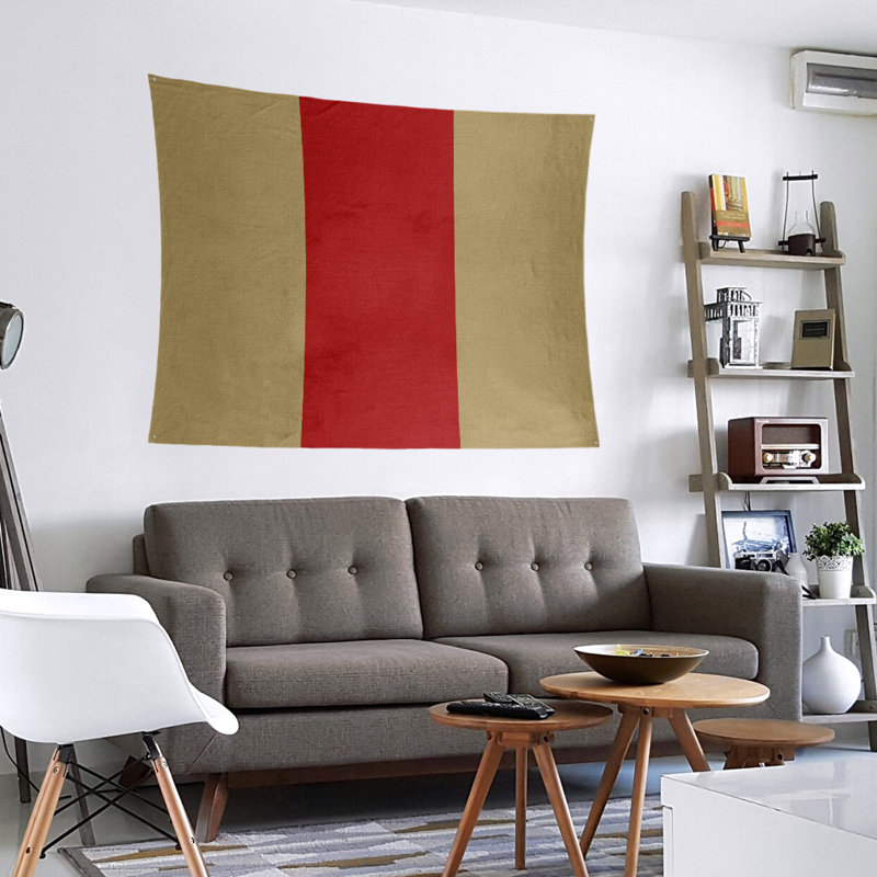 Tapisserie en polyester San Francisco, H 27,5 po x l 37,5 po, Doré / rouge