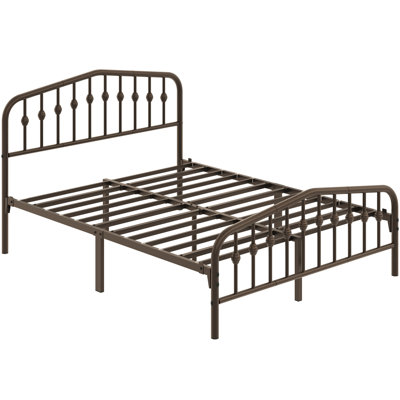 Metal Bed with Arched Headboard and Footboard