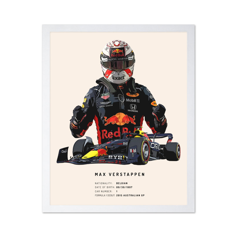 Max Verstappen, Poster, 24"H x 32"W, White Framed