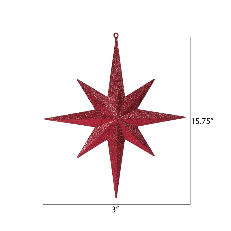 Ornement étoile de Bethléem scintillant, Or rose, H 12 po x l 12 po x P 2 po