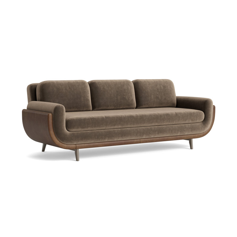 Regatta 90 Sofa, Performance Velvet - Otter/Bedford - Tobacco, Driftwood