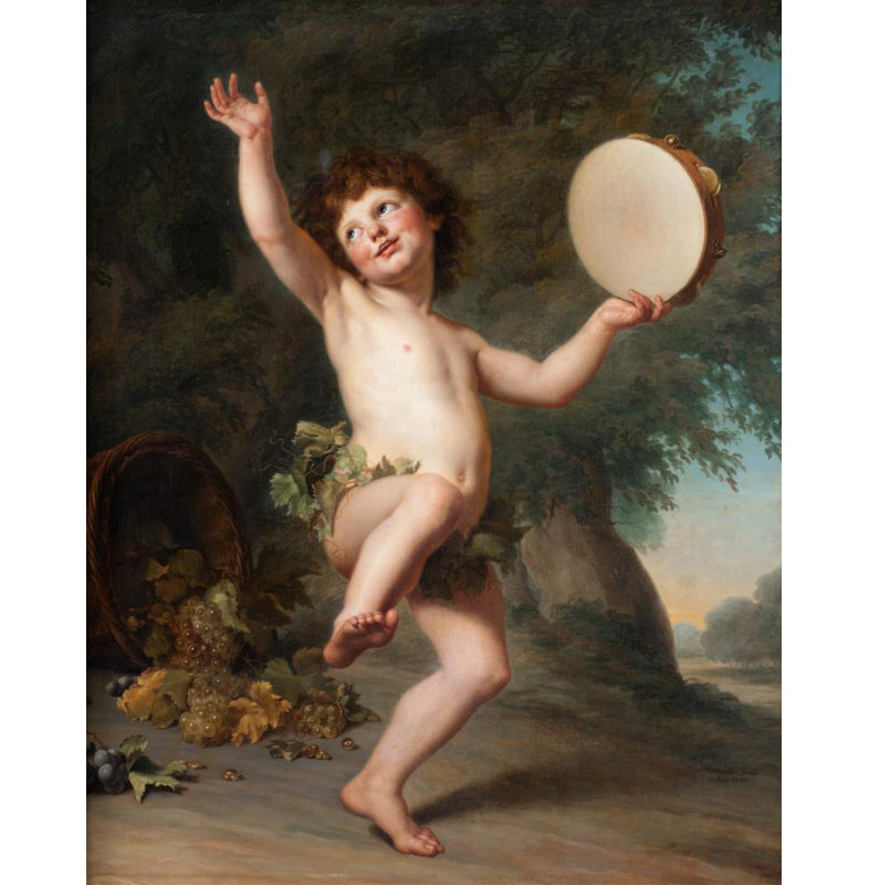 «Cupid as Bacchus» par Adolf Ulrik Wertmüller, reproduction d'art sur toile tendue, H 40 po x l 28 po