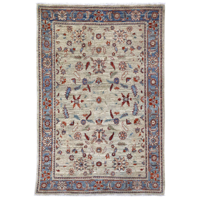 One-of-a-Kind 4'1" x 5'11" New Age Area Rug in Blue/Ivory/Red