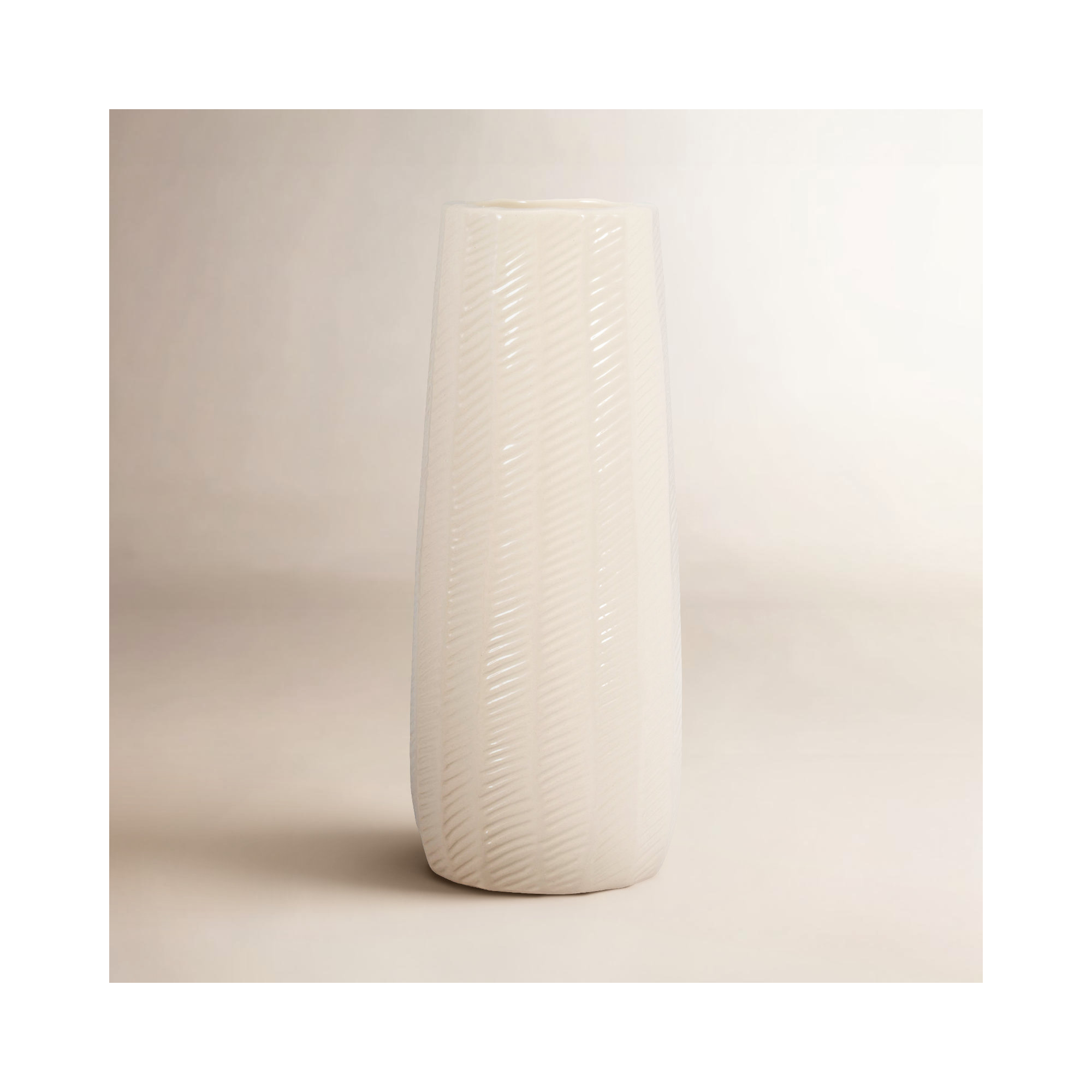 Celia Handmade Stoneware Table Vase, 12" H x 5" W x 5" D, Ivory/Beige