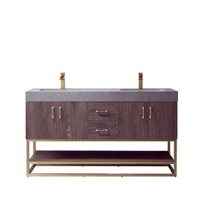 Wade Logan® Annice 60'' Double Bathroom Vanity with Stone Top & Reviews ...