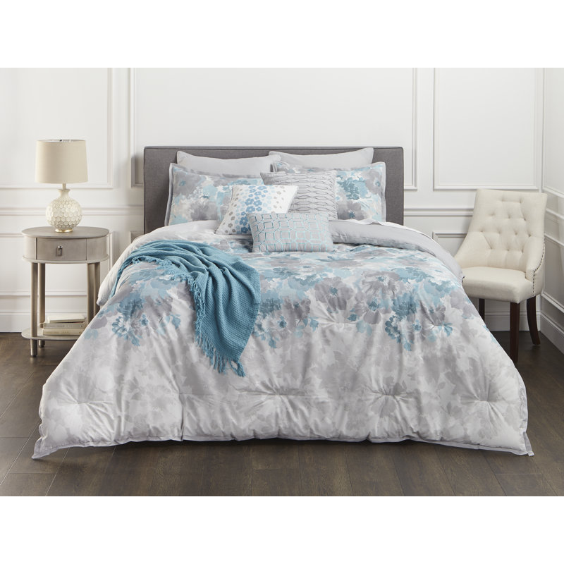 Ensemble d'édredon en coton 10 pièces Landwood Home Claire Painterly, Édredon pour grand lit + 9 pièces supplémentair