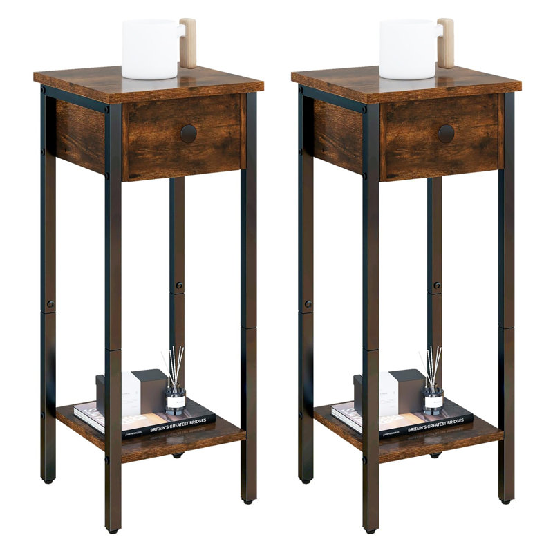 Side Table Set, Brown/Black