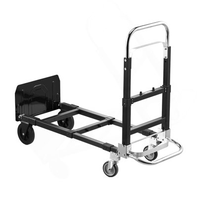 Diable pliable 2 en 1, capacité de charge de 500 lb pour le mode 4 roues, chariot à main convertible avec roues et poignée réglable, chariot à chariot portatif pour le déplacement à la maison, au bureau, à l'entrepôt