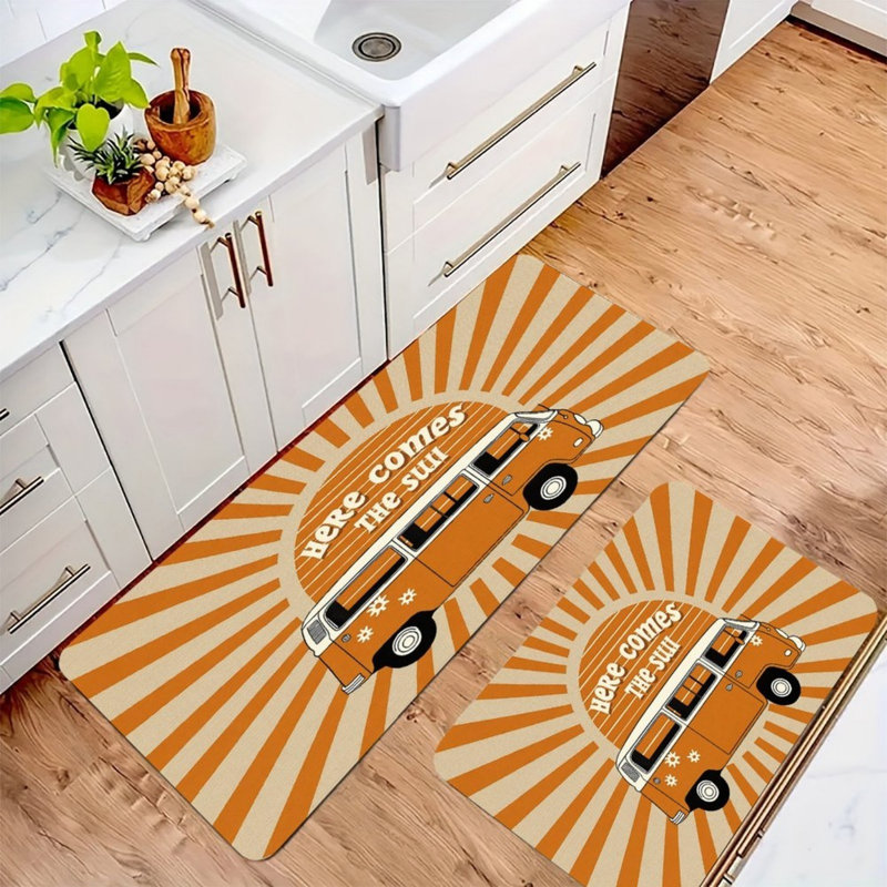 Ensemble de 2 tapis de cuisine rétro Van Bohemian Home Decor