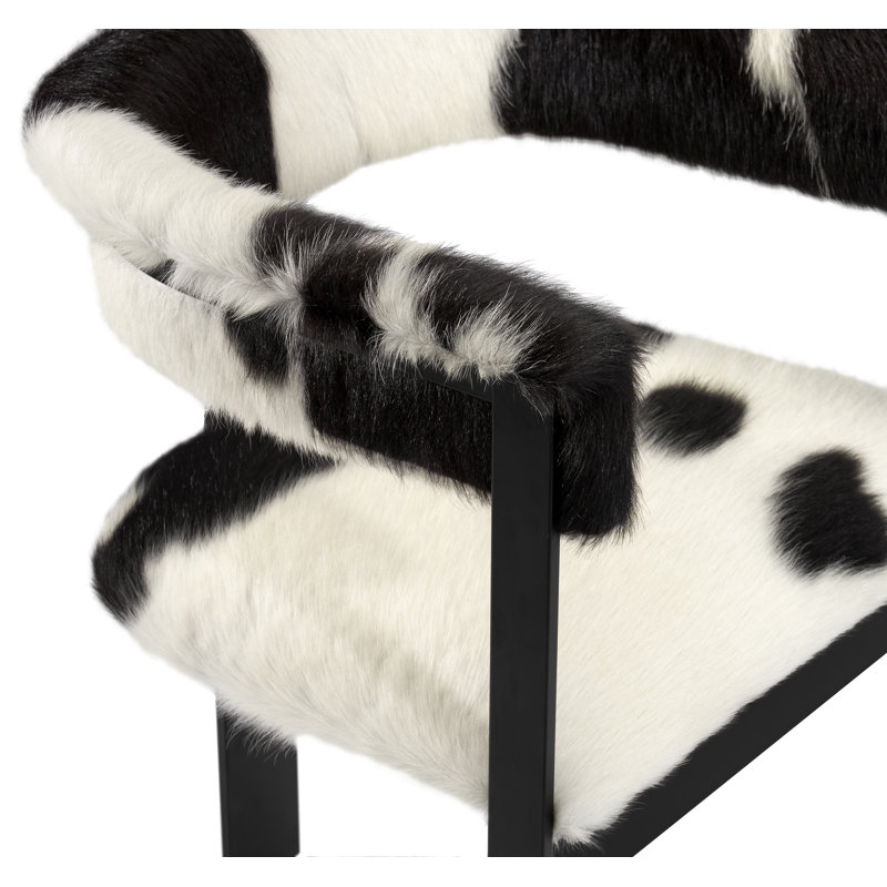 Darcy 19'' H Upholstered Armchair, Leather Hide Spotted, Matte Black