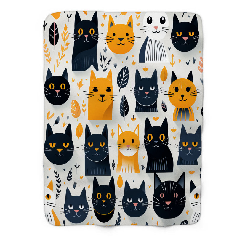 Mysterious Cats - 1 pièce Sherpa Premium, Lit simple