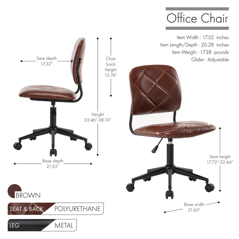 Chaise de travail Arzola, Brun