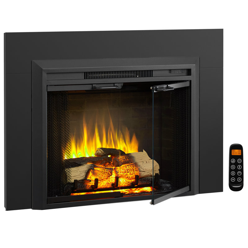 Gundelinde 47.7'' W Black Electric Fireplace Insert with 4500 BTU