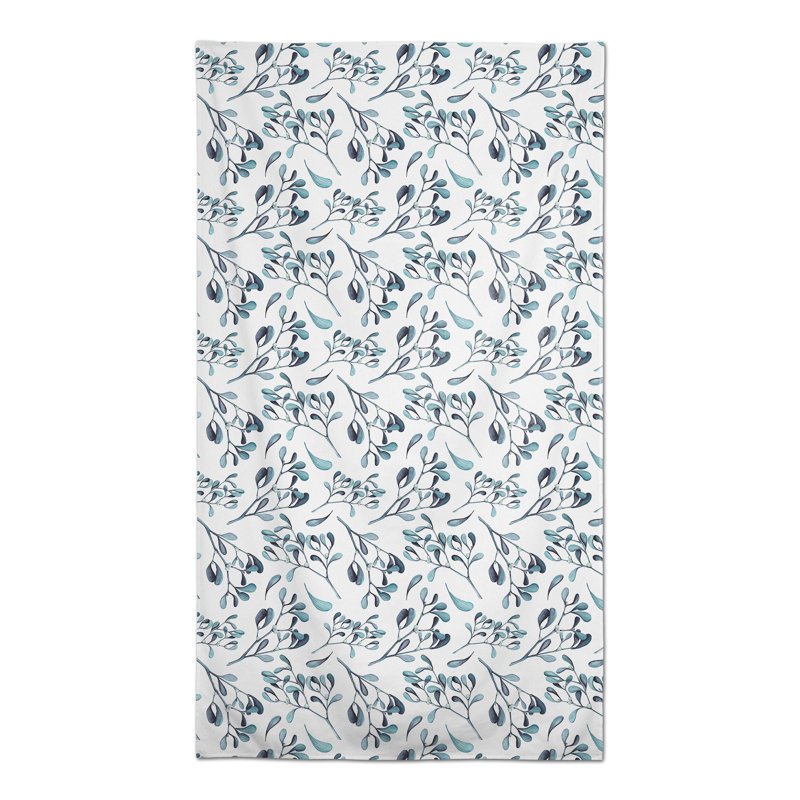 Nappe aquarelle 3 feuilles et baies grises, Bleu