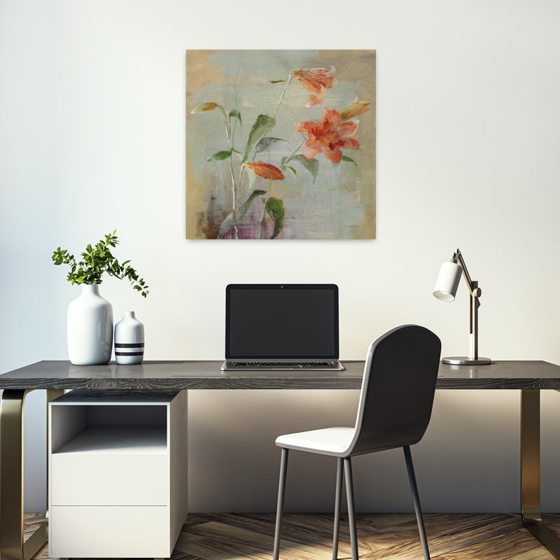 Art contemporain lys contemporain I avec fleurs, H 18 po x l 18 po