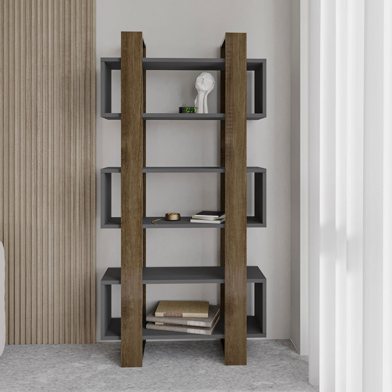 160cm H x 80cm W Bookcase, Walnut/Anthracite