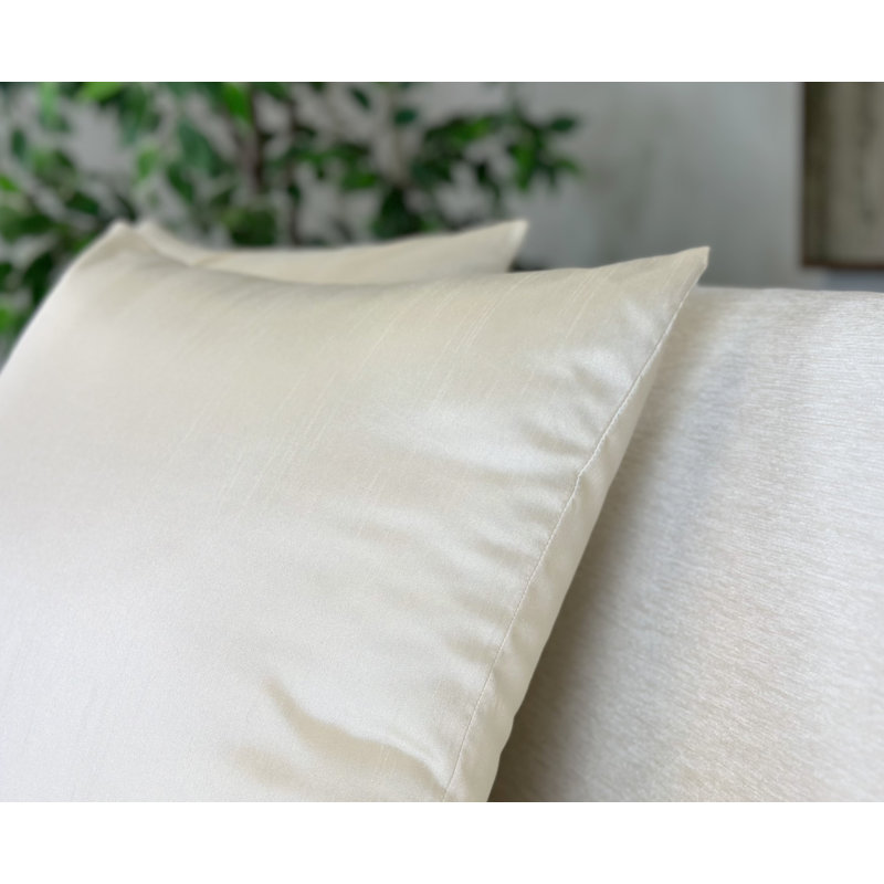 Taies d'oreiller carrées en fausse soie, 61 x 61 cm, ivoire (lot de 2), Ivoire ivoire